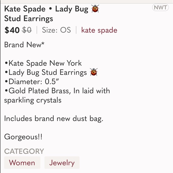 Kate Spade Lady Bug Earrings - Picture 6 of 6